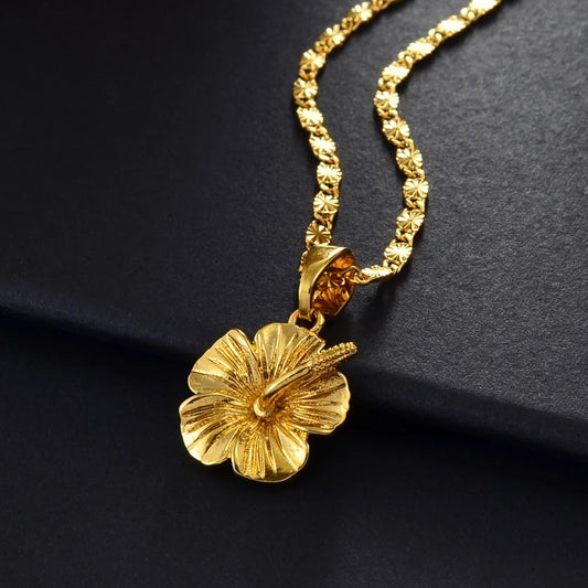 Woman's Hawaiian Flower Pendant Necklace